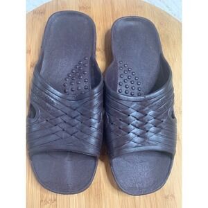 Bob Barker Prison Slides Bio-Chek Rubber Slide Sandals Brown Mens 5-6 Womens 7-8